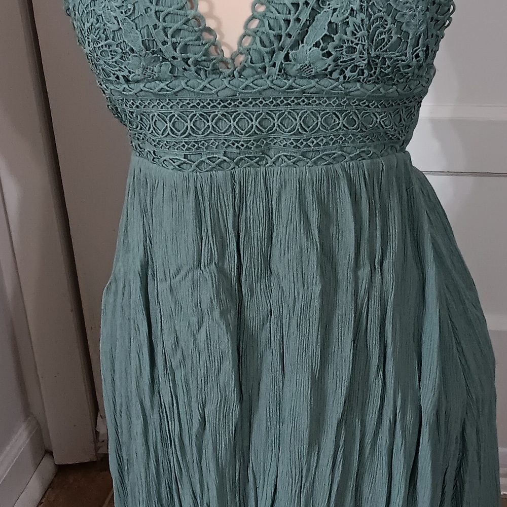 Forever 21 Lace Detail Teal Dress